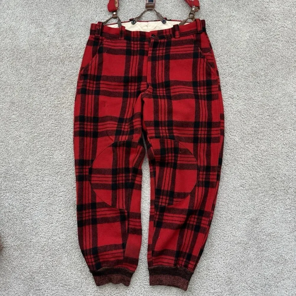 VTG Minnesota Woolen Co Buffalo Plaid Wool Mackinaw‎ Hunting Jacket Pants